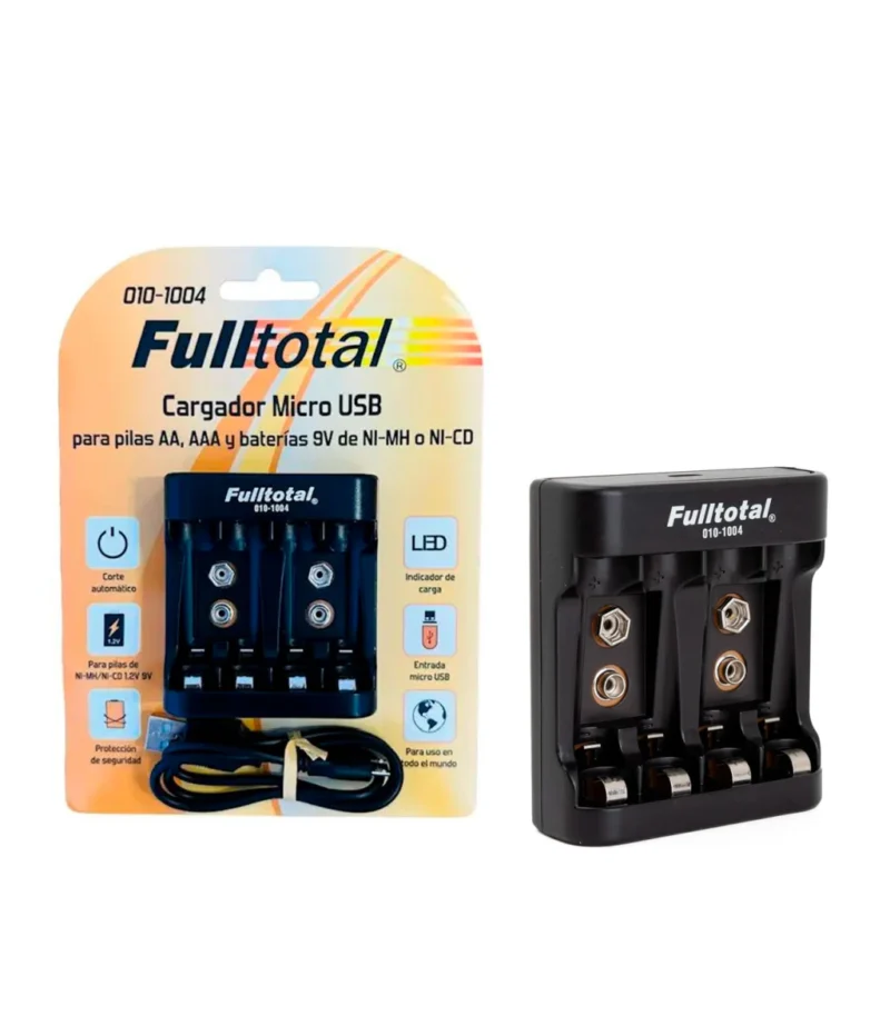 Fulltotal Cargador Microusb para pilas aa/aaa/9v