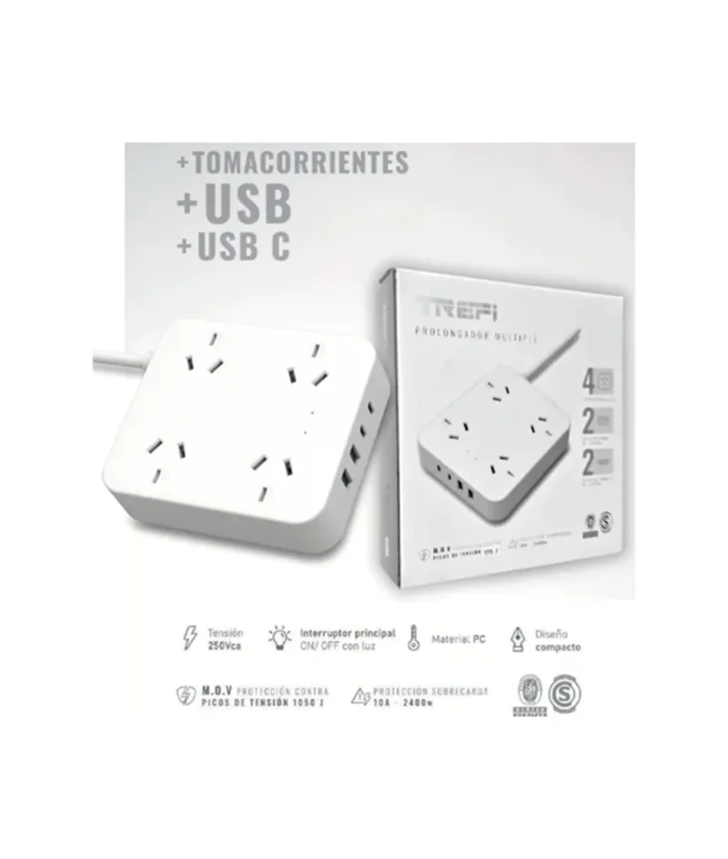 Trefi Zapatilla 1,2 m Base 4t+2usb+2tc im1101005