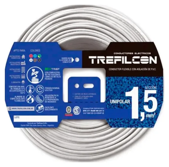 Trefilcon Cable 1 x 1,50mmx100m Colores Celeste
