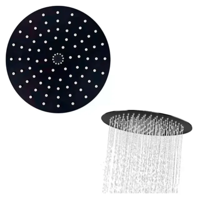Flor de Ducha 20 cm Negro Redondo