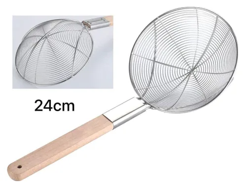 Colador Araña Espumadera Freidor Acero Mango Madera 24 cm A127-24