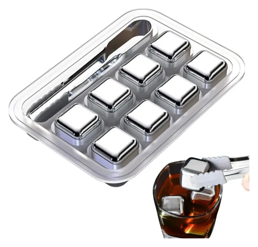 Cubetera Hielo Metal Pinza Silicona