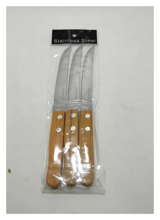Cuchillo con mango de madera x 3pcs