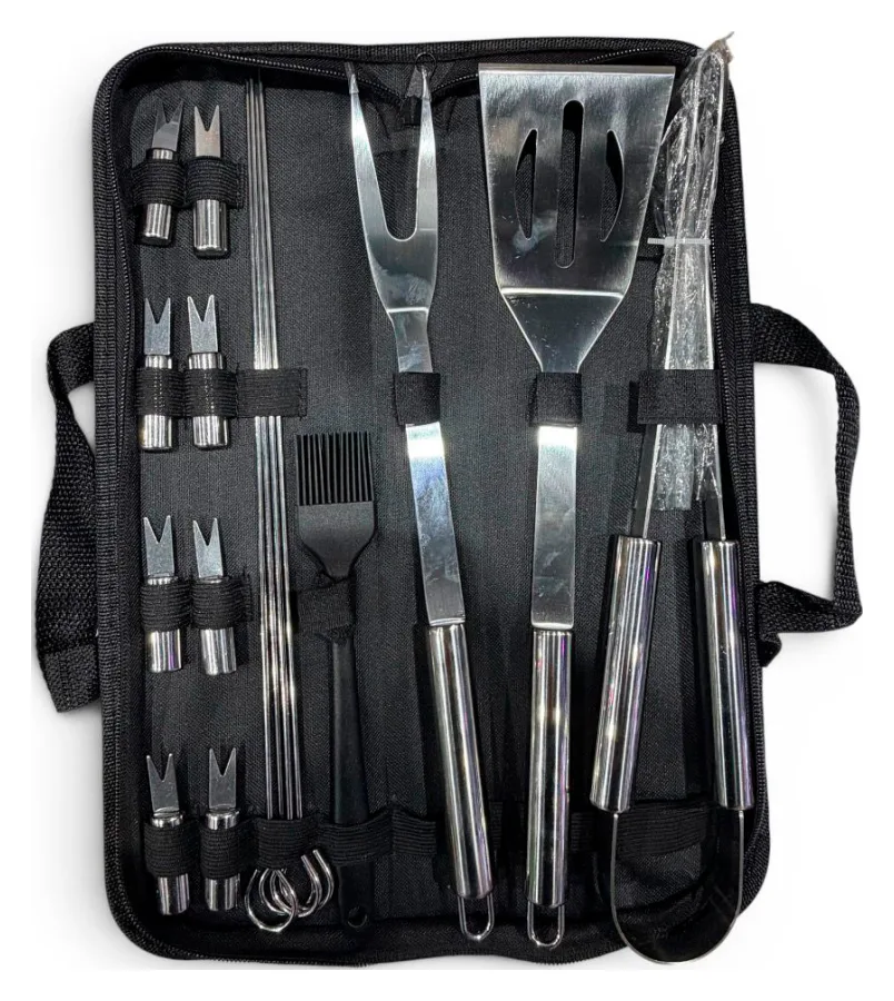 Kit Parrillero Asador Acero 16 Pcs