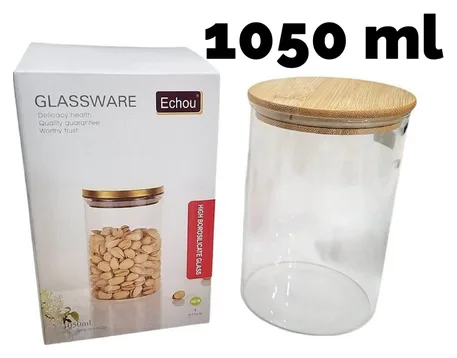 Frasco Vidrio 1050ml Tapa Simil Madera