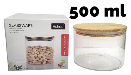 Frasco Vidrio 500ml Tapa Simil Madera