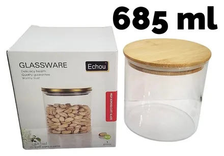 Frasco Vidrio 685ml Tapa Simil Madera