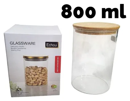 Frasco Vidrio 800ml Tapa Simil Madera