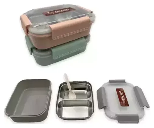 Lunchera Acero con Cuchara Haoneng 40010