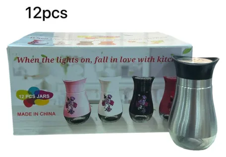 Salero vidrio con acero 10,5 cm x 12pcs