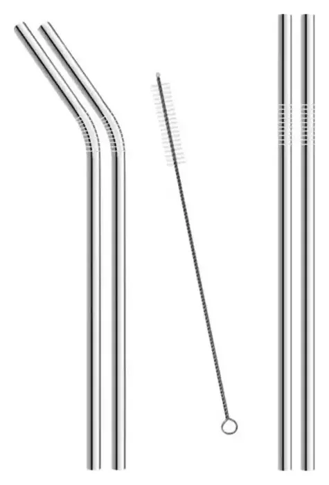 Set x 4 Sorbetes Acero Inoxidable Reutilizable Metal Pajitas