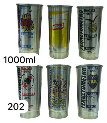 Vasos Fernetometro Fernet Vaso Cerveza Cervecero Aluminio 1L