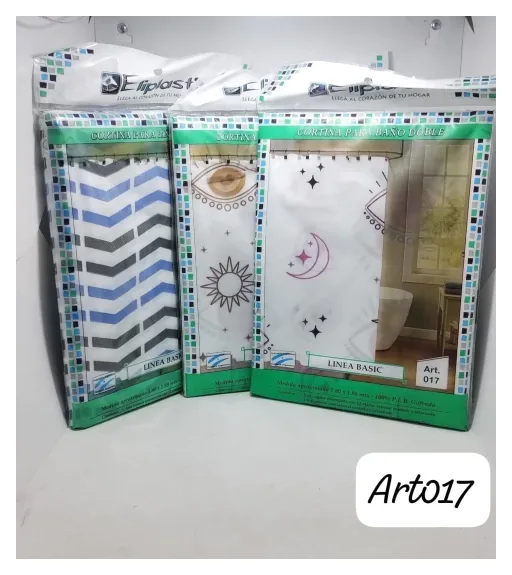 Cortina de Baño Doble Basic 1,80 x 1,80 Eliplast Art 017 Con ganchos