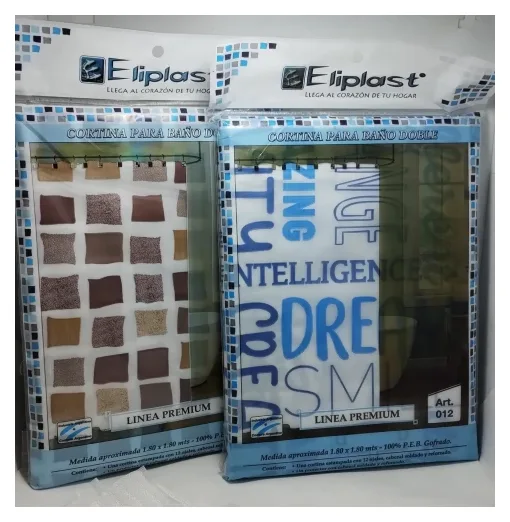 Cortina de Baño Doble Premium 1,80 x 1,80 Eliplast Art 012 con ganchos