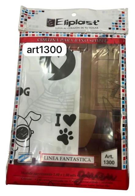 Cortina de baño simple fantastica 180 x 180 m Art 1300 con ganchos