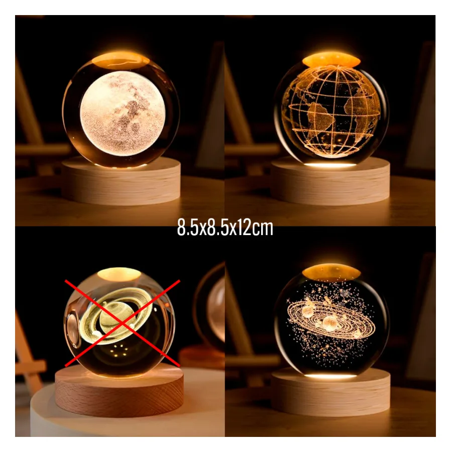 (s40)adorno Mediano Esfera de Cristal 3d 8 cm