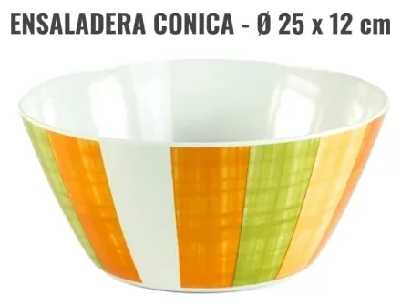 Ensaladera Conica Melamina naranja cuadro 25 x 12 8845