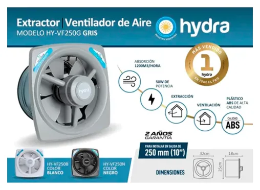 Extractor Hydra 250 Cocina Gris hy-vf250g