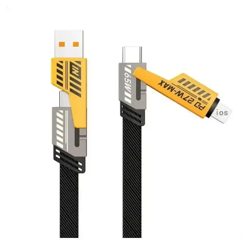 Cable Reforzado De Carga Rápida 65w Multifunción 4 En 1