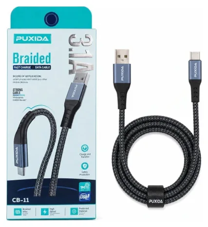 Cable USB-C trenzado 65W Puxida CB-11