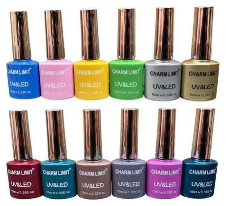 Esmalte Uv Led CharmLimit Tapa Dorado 12 PCS