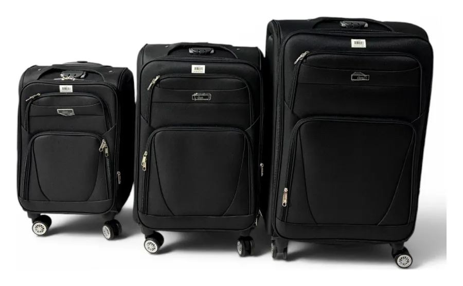 Set Valijas 20 24 28 Twill Fabric Ruian Mtl Negro