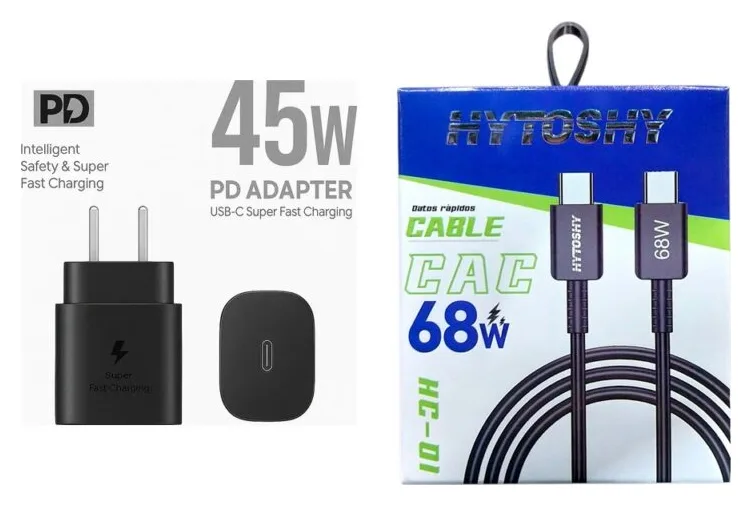 Kit de carga rápida: cargador 45 W y cable USB-C